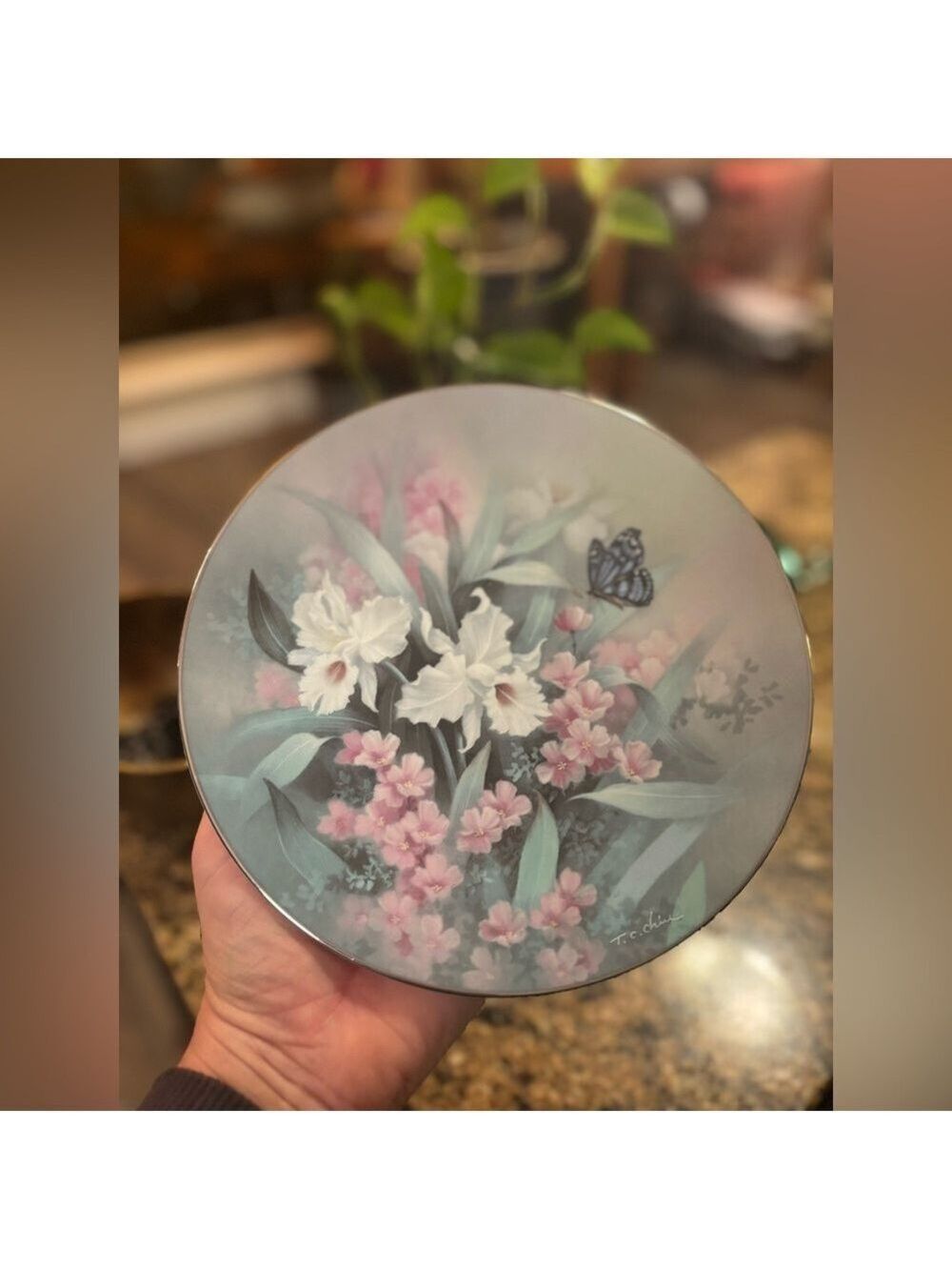 VINTAGE Edwin Knowles Collector Art Plate “Sapphire Wings” by Tan Chun Chiu 8.5”